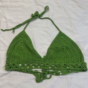 Green crochet‎ halter or bikini top juniors women’s